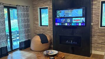 Fireplace, ping pong