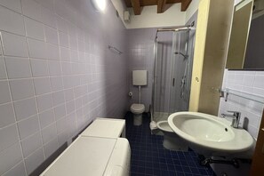 Regadera, secadora de cabello, bidet, toallas 