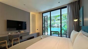 In-room safe, blackout curtains, iron/ironing board, bed sheets