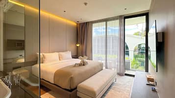 In-room safe, blackout drapes, iron/ironing board, bed sheets