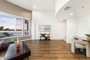 Living area - Skyline Oasis: Luxe 3-Floor Waterfront Penthouse (Marina del Rey)