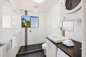 Hair dryer, towels