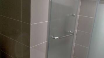 Shower, towels, soap, shampoo