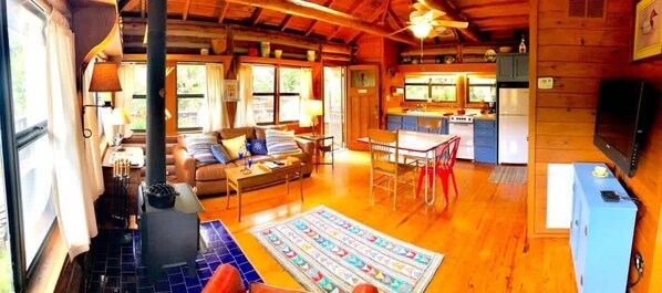 TV, fireplace, DVD player, offices