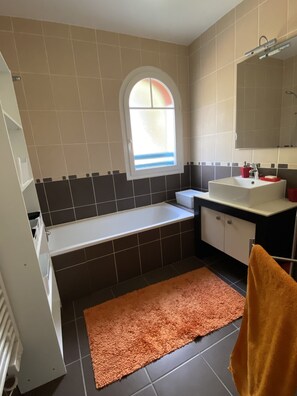 Sèche-cheveux, serviettes fournies, savon, papier toilette
