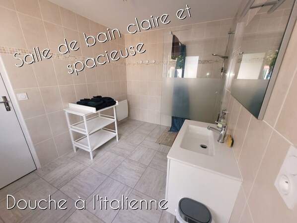 Hair dryer, towels, toilet paper