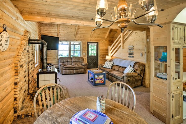 House (2 Bedrooms) | Interior - Waterfront Lake Leelanau Log Cabin w/ Private Dock (Lake Leelanau)
