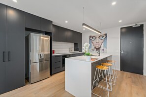 Fridge, microwave, dishwasher, toaster