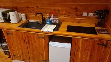 Réfrigérateur, micro-ondes, plaque de cuisson, bouilloire électrique