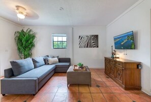 Smart-TV, Kamin, Tischfußball, Tischtennisplatte