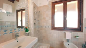 Shower, rainfall showerhead, hair dryer, bidet