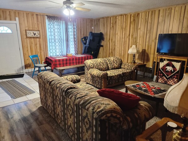 TV, DVD player, books