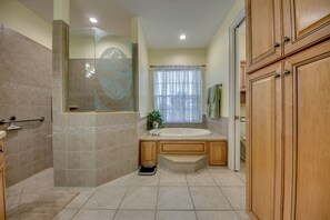 Hair dryer, towels, toilet paper