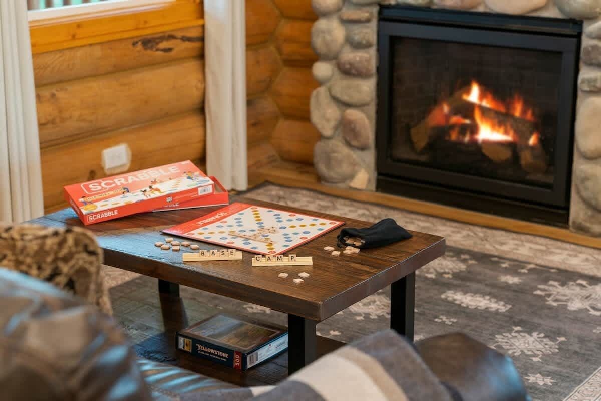 Grab a board game or book and cozy up by the fireplace. 