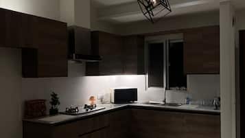 Kühlschrank, Mikrowelle, Herdplatte, Wasserkocher