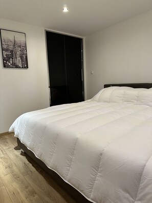 2 habitaciones, tabla de planchar con plancha, cuna de viaje y wifi 
