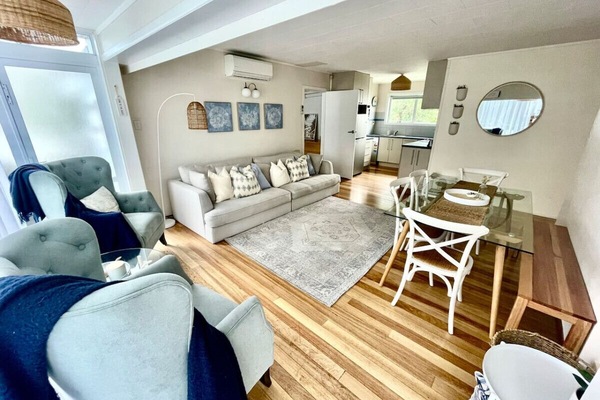 Living and dining area through to the kitchen