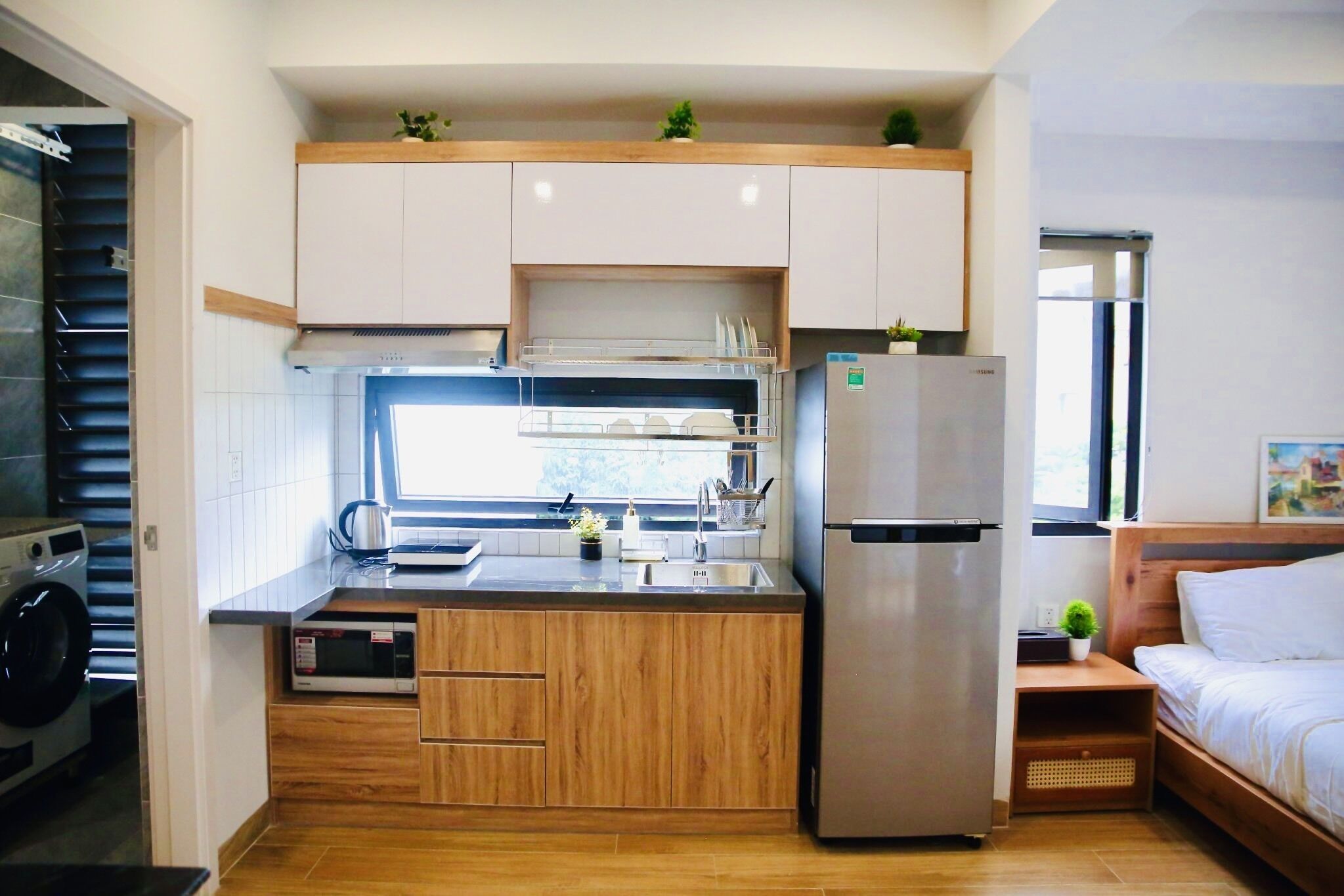 City-studiosuite - 1 soveværelse - balkon - parkudsigt | Premium-sengetøj, dundyner, senge med topmadrasser, individuelt design