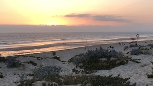 A beach with sand dunes and sparse vegetation. - Fonte da Telha Beach Hostel (Almada)