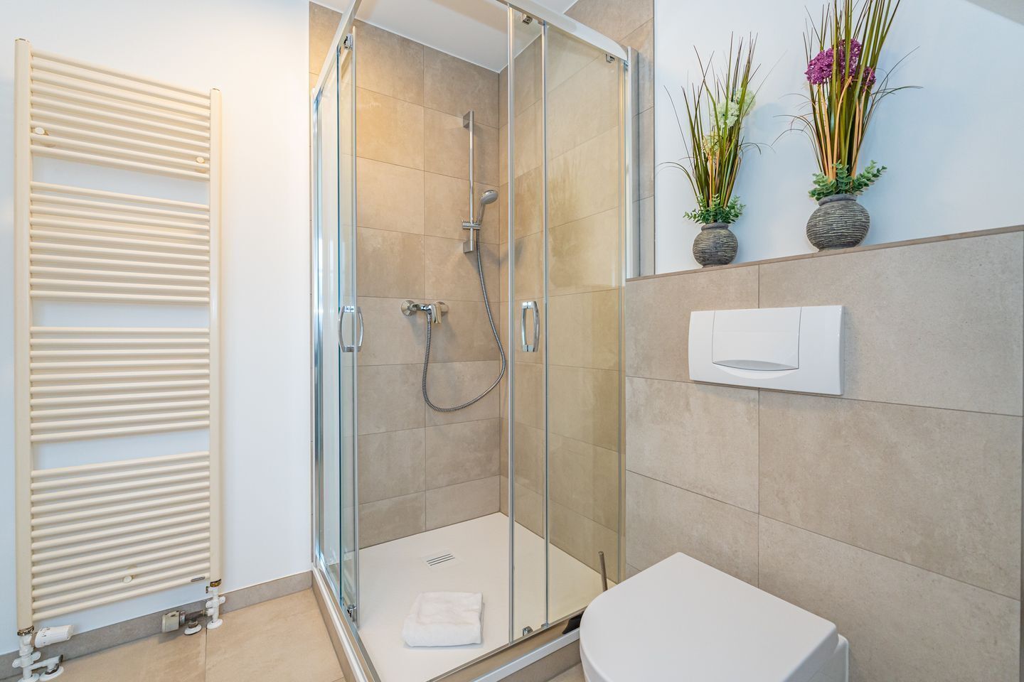 Dusche, Haartrockner, Handtücher