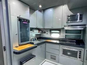 Fridge, microwave, dishwasher, electric kettle