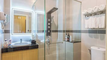Grand Room | Bathroom | Shower, free toiletries, hair dryer, bathrobes