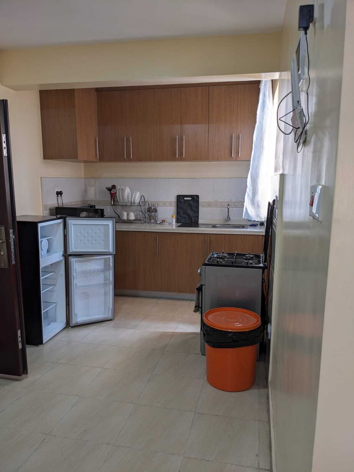 Fridge, microwave, oven, electric kettle
