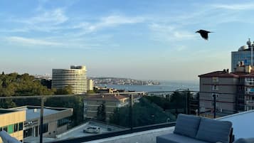 Habitación presidencial, vista al mar | Área de sala de estar | Televisión LCD de 32 pulgadas con canales vía satélite