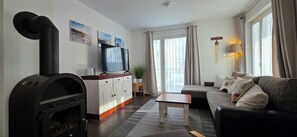 تلفزيون، مدفأة، مشغل دي في دي، ستيريو