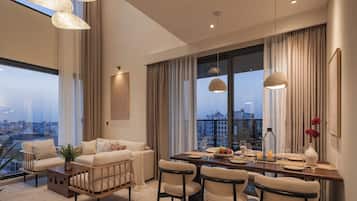 Familielejlighed - 6 soveværelser - adgang til Club-lounge - byudsigt | 6 soveværelser, egyptiske bomuldslagner, premium-sengetøj, dundyner