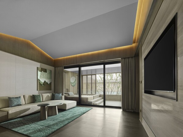 Suite, uitzicht op bergen | Luxe beddengoed, donsdekens, pillowtop-bedden