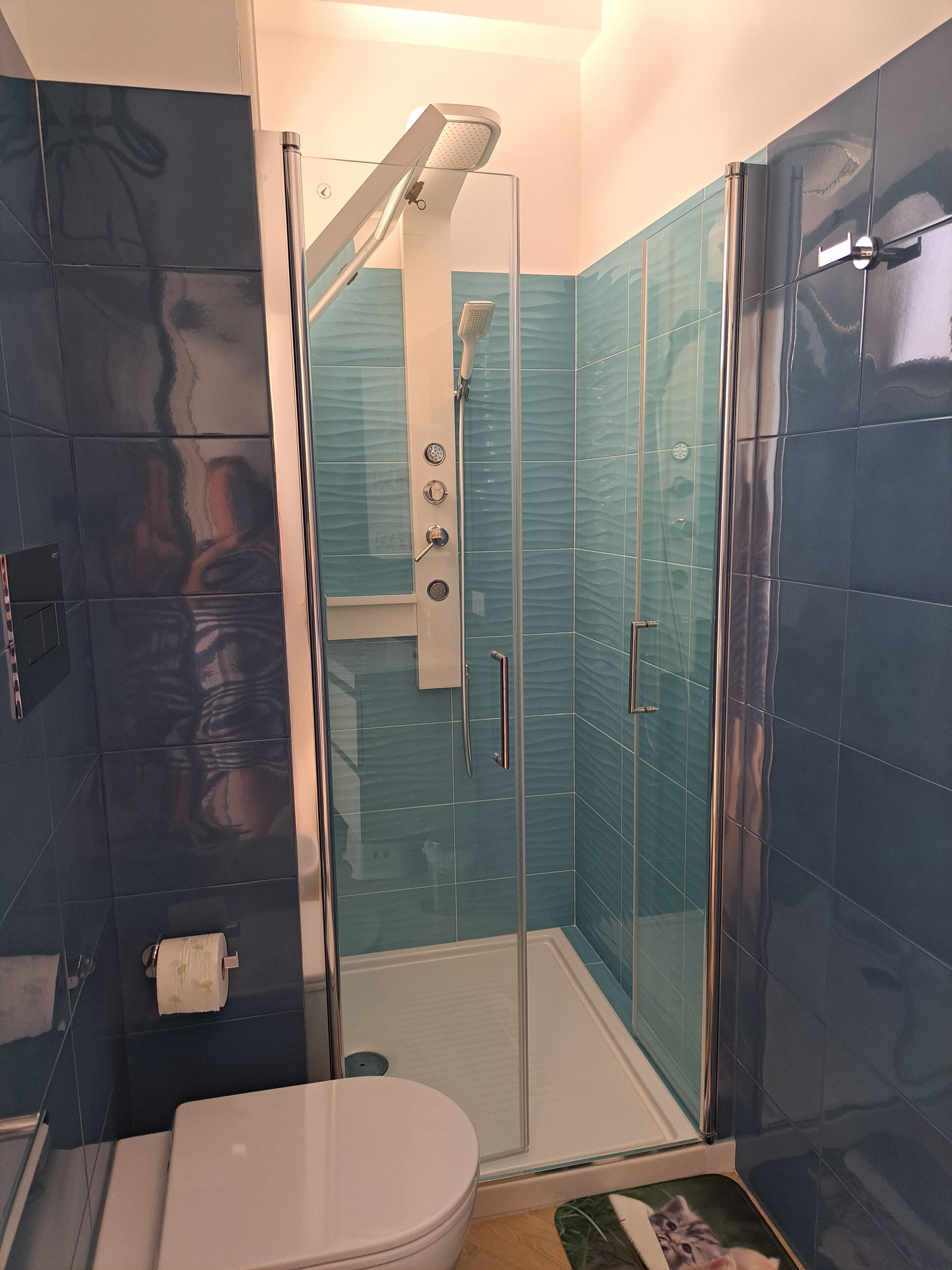 Douche, sèche-cheveux, bidet, serviettes fournies