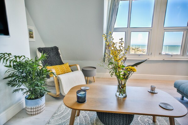 Apartment | Living area | 50-inch Smart TV with digital channels - The Lookout (St Leonards-On-Sea)