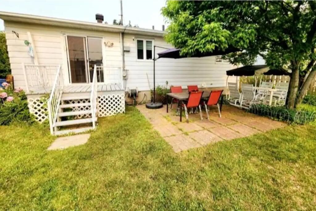 A single-story house with a patio area.