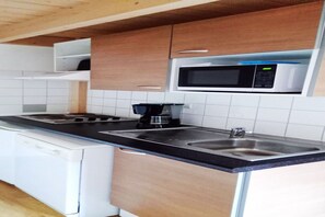 Kühlschrank, Mikrowelle, Herdplatte, Geschirrspüler