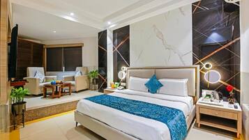 Deluxe-huone | Egyptinpuuvillaiset lakanat, ylelliset vuodevaatteet