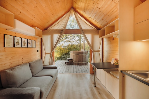 Hytte – premium, badstue, resort-utsikt | Oppholdsområde | Bøker