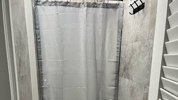 Shower, soap, shampoo, toilet paper
