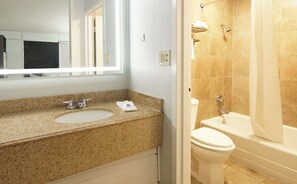 Combined shower/bathtub, hair dryer, towels, soap - Studio 6 Mesquite, Tx – Town East (Mesquite)