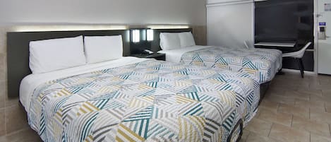 Standard Room, 2 Queen Beds, Non Smoking, Kitchen | Desk, blackout drapes, iron/ironing board, free WiFi