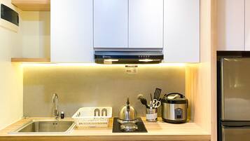 Estúdio | Cozinha privada | Geladeira grande, cooktop