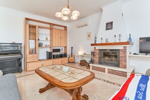 TV, fireplace, DVD player