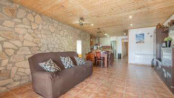 Een televisie en een open haard