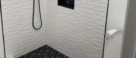 Secadora de cabello, jabón, papel de baño