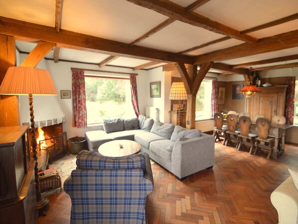 TV, fireplace, DVD player, foosball