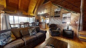 Cabin, Multiple Beds, Hot Tub | Living area | Fireplace - Pop's Perch (Townsend)