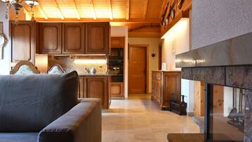 TV, fireplace