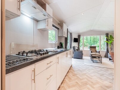 chalet in the woods with pool