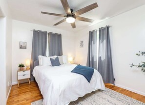 2 bedrooms, iron/ironing board, travel cot, WiFi