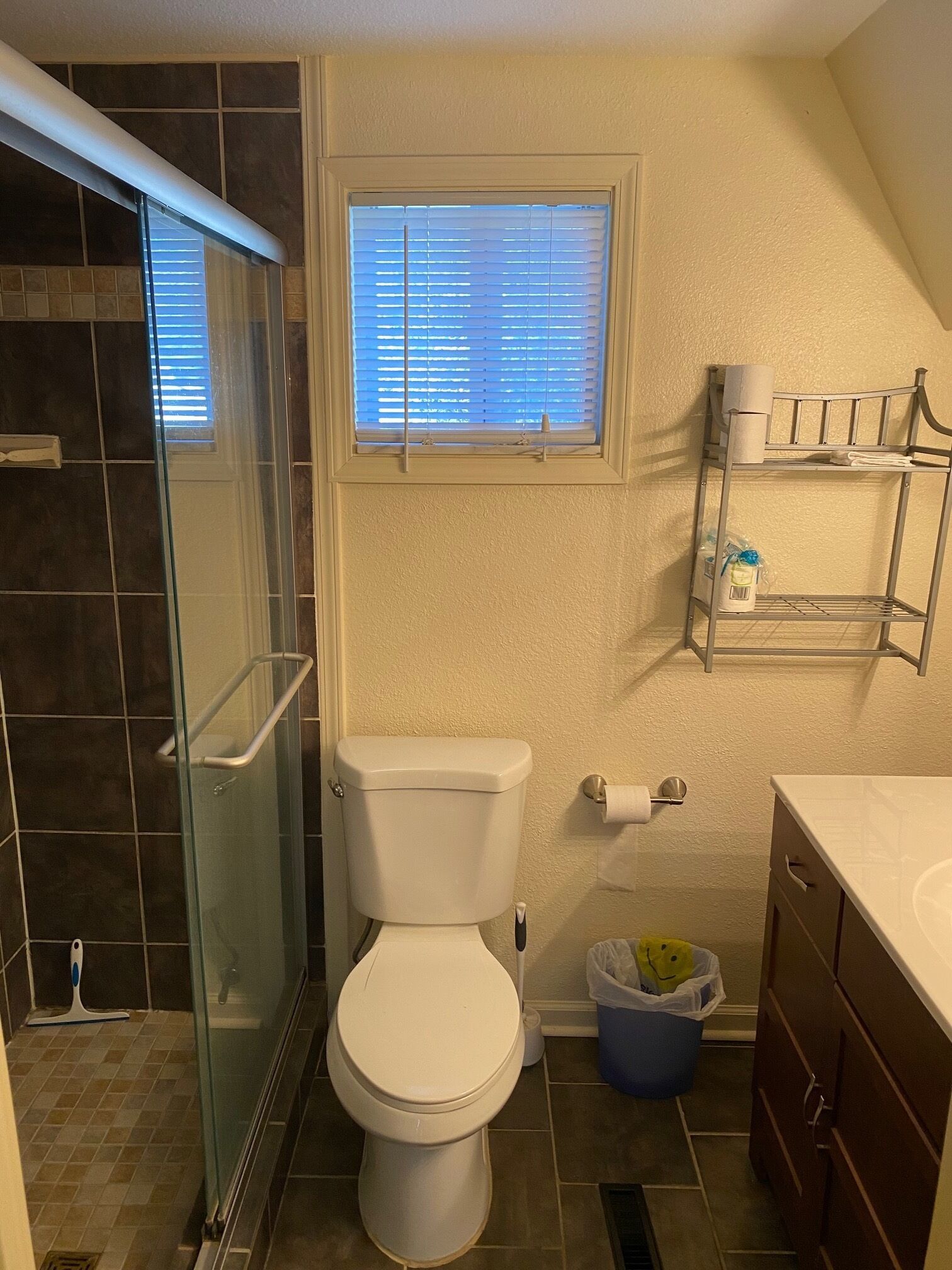 Douche, serviettes fournies, papier toilette